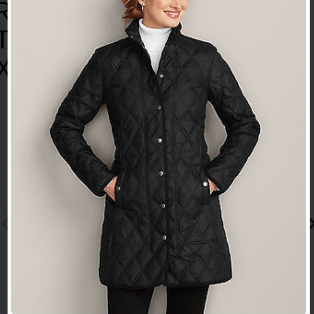 EDDIE BAUER PARKA Year-Round Car Coat BLACK TRENCH QUILTED JACKET XL S25